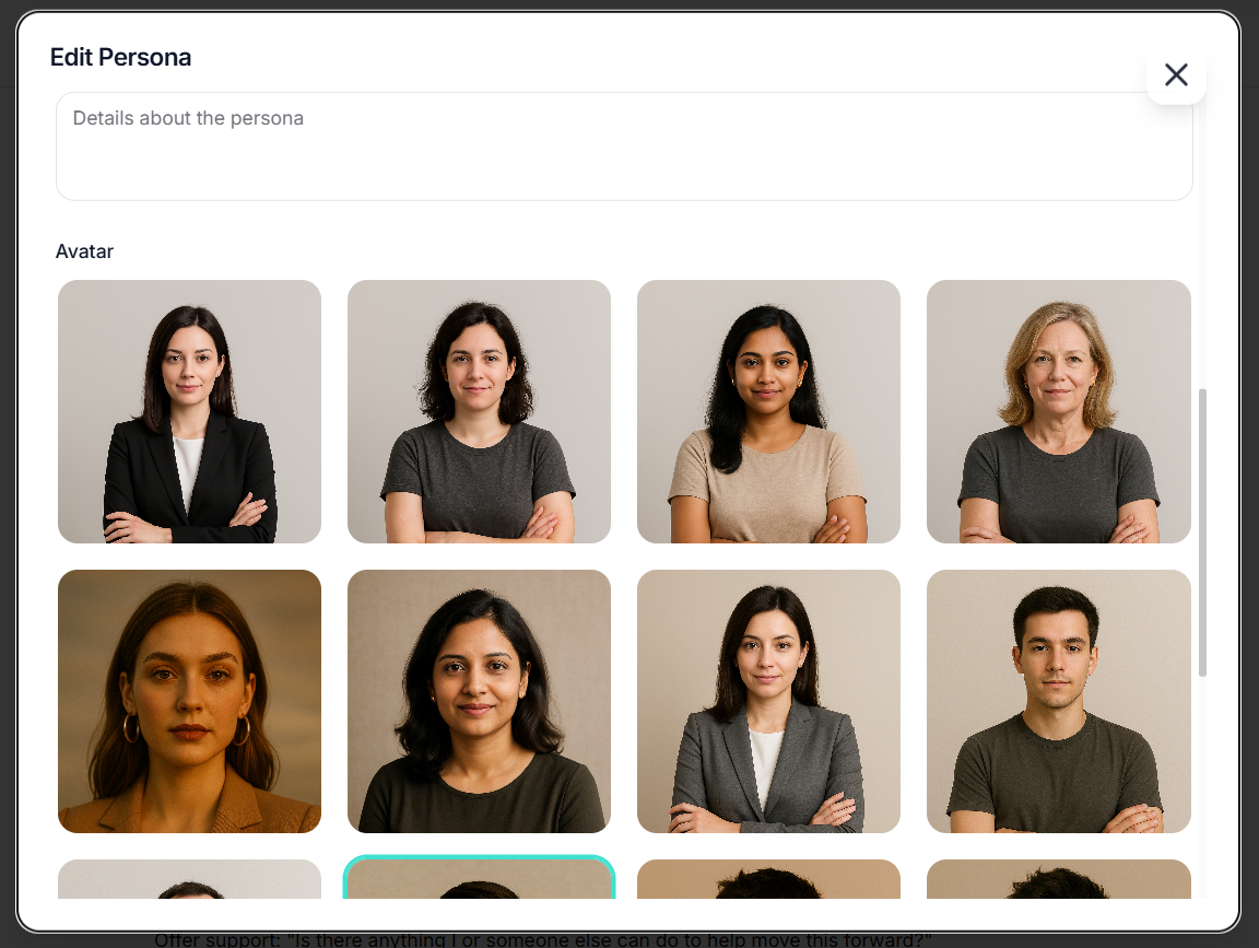 Avatar selection grid