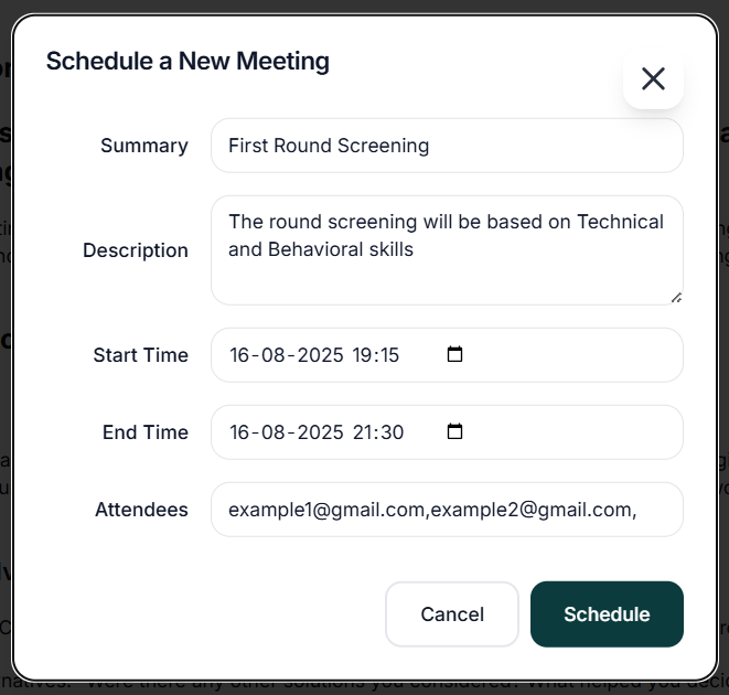Platform Scheduling Screenshot